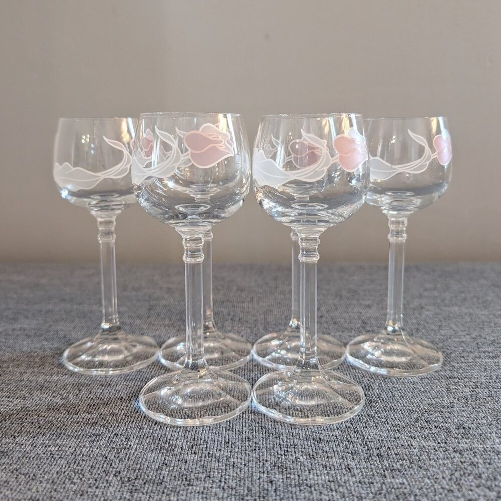 Crystalex Bohemian/Czech Crystal, 5.5" Tulip Cordial Glasses, Set of 6